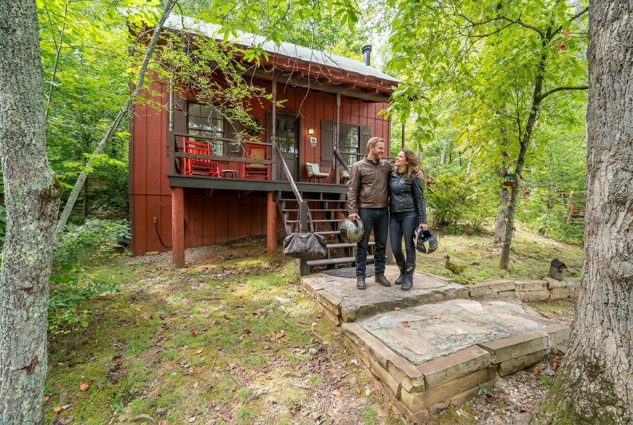 Misty mountain lodge cabin in North Georgia